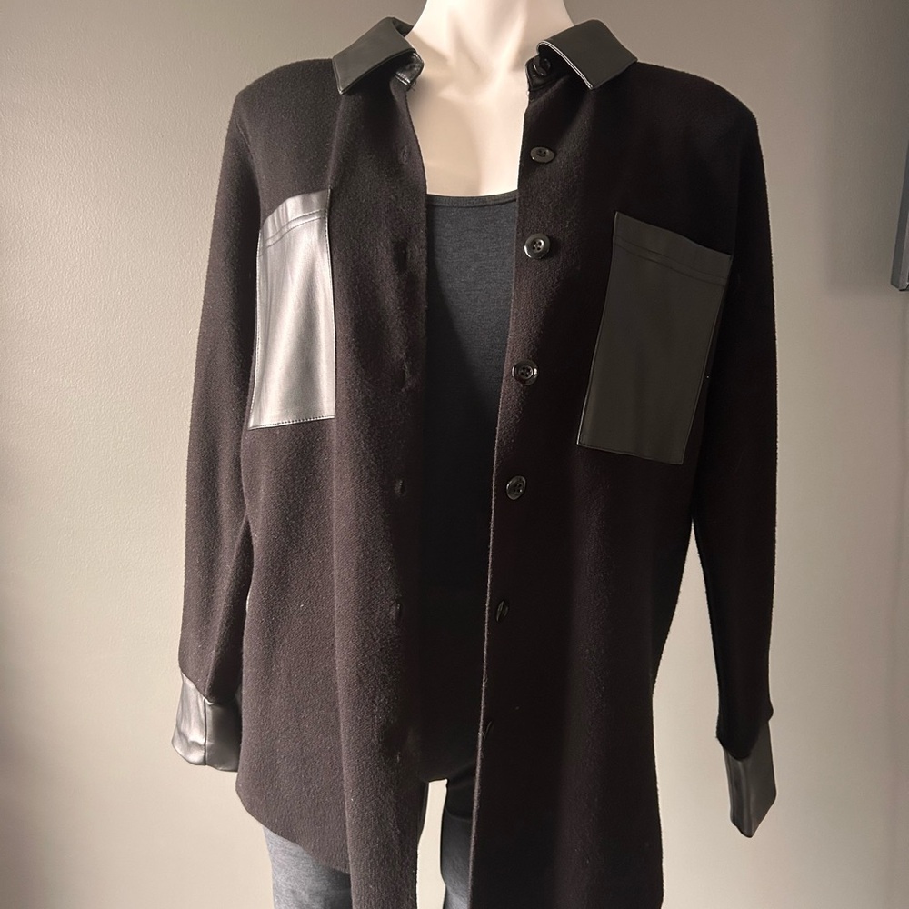 Sioni Black Jacket with Leather Accents